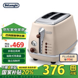 德龙（Delonghi）【国家补贴】复古面包机 多士炉 不锈钢内胆烤吐司机 家用多功能面包机 CTO2003.VBG 奶油白