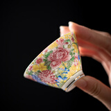 木客创意陶瓷珐琅彩茶杯单杯个人杯喝茶杯子功夫茶具小号主人杯品茗杯 珐琅彩斗笠杯