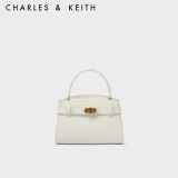 CHARLES&KEITH金属扣带饰凯莉包手提包单肩包包女包女士CK2-50270880 Cream奶白色 S