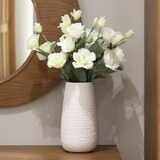 木子西年 陶瓷花瓶花艺装饰摆件 客厅电视柜大号不规则纹理水培插花瓷器 【套装】白色锦年+6支仿真桔梗