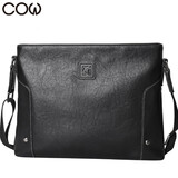 法国COW 男包男士单肩包时尚公文竖款商务休闲单肩斜挎包小方包 C-8881 横款单肩