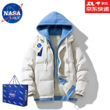 NASALIKE联名潮牌冬季棉衣男装2024新款连帽假两件棉服加厚保暖棉袄外套 卡其色【8062加厚保暖】 XL