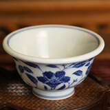 觀復（GUANFU）仿古永乐青花压手杯故宫景德镇茶具手工手绘品茗主人单杯茶盏博物 山茶花纹