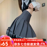 萝美酱百褶裙女春秋短裙jk制服小裙子学院风秋冬高腰防走光a字半身裙 深灰色常规款（抗皱西装面料） S【建议80-95斤】