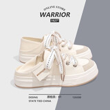 回力女鞋帆布鞋一脚蹬懒人两穿休闲鞋子女 D693G 米/棕 39