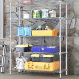 纳典置物架厨房加粗款落地客厅卧室阳台收纳货架家用储物架重型展示架 加宽 五层银灰色 90*45*175CM