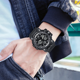 佰时顿（BASID）电子手表男学生时尚运动初中生高中生青少年防水夜光潮流双显腕表 6030经典黑银