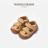 小羊沃利woollykids小羊沃利澳洲真皮男女童包头学步鞋防滑魔术贴宝宝凉鞋 沙漠黄 19 码 内长13.0cm适合脚长12.1-12.5cm