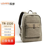 LOVEPS乐步帆布复古双肩相机包 旅游单反微单大容量专业数码包摄影包 生活物品收纳轻便防溅水防雨 咖色中号