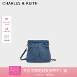 CHARLES&KEITH迷你菱格流浪包单肩斜挎双肩包包女包生日礼物CK2-60782390 Denim Blue深牛仔蓝色 S