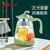 紫丁香（Lilac）冷水壶耐热玻璃晾水壶果汁壶大容量白开水壶家用凉水壶水杯玻璃壶 薄荷绿 2.4L 1只