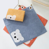 金号方巾 S6130WH 挂绳式擦手巾 可爱小熊无捻柔软纯棉毛巾 正方形四方家用成人儿童洗脸四方毛巾 3条（红棕蓝）