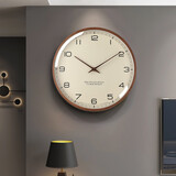 七秒印象 七装饰钟表北欧挂钟客厅现代简约时钟时尚轻奢挂表静音石英挂墙家用 深色木纹款大号