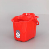 红铁普 加厚手压拖把桶塑料拖把桶旋转挤水桶带滑轮拖地桶墩布拖布甩干 大号红色