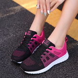 轩途诗运动女鞋透气网面鞋新款韩版休闲鞋女跑步鞋气垫鞋减震轻便学生鞋 1721黑红镂空 37
