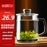 喜碧（Scybe）茶杯耐热玻璃杯办公杯玻璃茶杯带盖把手杯玻璃水杯格隆380ml 2只