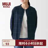 无印良品（MUJI）女式 法兰绒 立领衬衫 格子内搭 衬衣 纯棉全棉 女士秋款BCB19C1A 深藏青色格纹 S (155/80A)