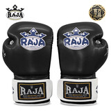 raja-boxing儿童拳击手套 男孩泰拳散打自由搏击格斗训练女孩打沙袋沙包拳套 黑色【京仓发货】 6oz（青少年8-16岁）