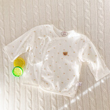 迪尼豆豆初生婴儿上衣夏季薄款新生儿衣服0-3-6-9个月宝宝上衣和尚服纯棉 夏季和尚服（上衣）憨憨小熊咖 59 码（新生0-2月）