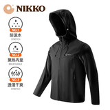 日高（NIKKO）新款户外软壳衣男 秋冬防风防水外套女登山服加绒保暖上衣 黑色【男款】 XL
