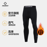 准者健身长短裤男式高弹速干运动套装跑步骑行压缩健身衣服打底紧身裤 Z122411444纯正黑 【长裤加绒】 XL (180)