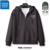 真维斯（JEANSWEST）卫衣男女连帽2025春秋款日系拉链开衫外套宽松运动外套重磅连帽衫 深灰（表情笑脸白X） XL (推荐130斤-150斤左右)