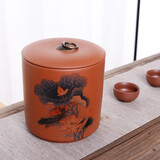 亿凯鑫（YIKAIXIN）粗陶茶叶罐大号陶瓷密封罐紫砂普洱醒茶罐陶罐储藏缸茶叶包装罐子 紫砂茶叶罐鱼趣莲池（大号