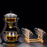 瓷牌茗茶具（cipaiming teaset）瓷牌茗 邀月玻璃自动茶具套装家用懒人泡茶壶全自动磁吸泡茶器 透明把杯邀月自动茶具+杯架