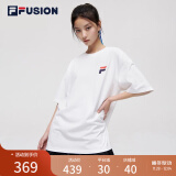 FILA FUSION斐乐潮牌多彩运动短袖T恤夏季纯棉宽松情侣上衣男女 标准白-WT（宽松版型） 165/88A/S