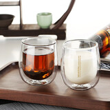 小雨点玻璃杯双层茶杯时尚水杯子商务咖啡杯办公家用透明玻璃泡茶 Q中号（240ML）玻璃杯两只装