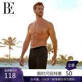 范德安（BALNEAIRE）男士高端时尚专业运动五分平角大码泳裤沙滩防晒度假 黑 XL