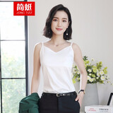 简蜓新款女士小背心吊带内搭露肩V领打底衫白色性感外穿上衣 白色 均码