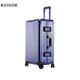 瑞戈瑞士RUIGOR瑞戈全铝镁合金拉杆箱男行李箱商务拉杆箱20英寸旅行箱 蓝色|氧化款 20英寸