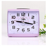 康巴丝闹钟桌面台钟电子万年历夜光简约闹表日历小巧 粉红色【2335】