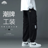 顶峰保罗（Dingfengbaoluo）机能工装裤男生春夏季宽松大码休闲痞帅国潮裤子K1968黑色XL