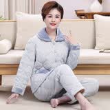 曼德莱芬睡衣女冬季加厚三层保暖纯棉夹棉中老年中年妈妈秋冬款家居服套装 8131 L 【建议100-120斤】