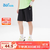 361°儿童短裤夏季男女童3-12岁透气运动裤梭织五分裤 黑 175