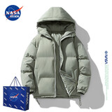 NASA REMM官方潮牌棉服男女秋冬季棉衣加厚棉袄情侣大码连帽外套冬装上衣服 灰绿 L