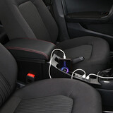 13到2022款大众新桑塔纳扶手箱专用捷达va3原厂中央手扶箱改装配件15 16 17 19 21 一体加长超纤皮款【黑色红线】