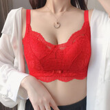 雪米亚内衣女文胸罩夏季小胸显大平胸聚拢加厚防下垂无钢圈性感无痕美背 NSDYT-1916-大红色 34A/75A