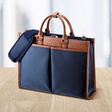 SANWA 山业电脑包手提 大容量笔记本包 商务公文包 单肩包休闲挎包男女 深蓝色 15.6英寸