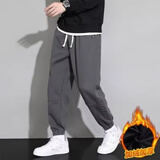 胖勤M-9XL特大码休闲裤男新款腿粗运动哈伦裤束脚裤大码裤子加肥加大 灰色k9251款 加绒 8XL 建议260-280斤