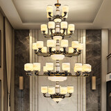 灯尉仕客厅吊灯新中式全屋灯具套餐轻奢大气餐厅灯复式楼别墅中国风灯饰 五层45头-配全光谱三色光源