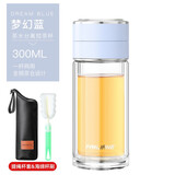 繁简茶水分离杯男女双层玻璃杯迷你网红水杯子便携旅行创意泡茶杯 梦幻蓝300ML带杯套杯刷