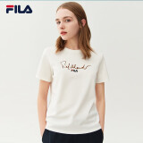 FILA 斐乐官方女士短袖T恤夏季休闲运动内搭t恤运动上衣 云菇白-WT M （165/84A/M）