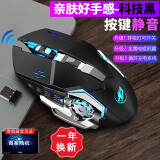 烽火狼 可充电无线鼠标发光电竞鼠标台式电脑办公笔记本2.4G无限锂电池吃鸡游戏鼠标 Q8无线黑色（静音-充电版）