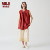 无印良品（MUJI）IDEE 女式 平纹 无袖罩衫 上衣女款夏季 棉麻 背心GAD11C4S 【限定色】深红色 M (155/80A)