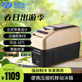 普能达（PNDA）车载冰箱压缩机制冷16L小米su7车家两用12V24V户外米色PDC-16WR