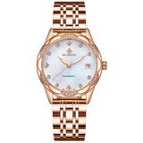 欧绮娜（MG.ORKINA MG）贝母表盘女士手表时尚自动机械表防水夜光魅力镶钻表礼物 玫金色+玫金钢带【贝母表盘】