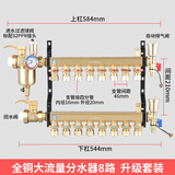 兴中德全铜大流量地暖分水器球阀式手柄地热分水器家用一体 8路升级套装（包安装）
